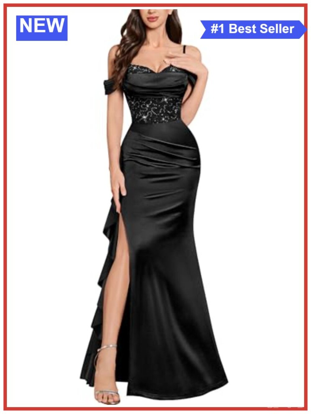 Off Shoulder Sequin Lace Mermaid Maxi Formal Dress Bridesmaid